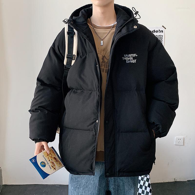 

Men's Down & Parkas 2022 Winter Jackets Thick Warm Hooded Street Wear Parka Print Windbreaker Loose Stand Collar Cotton Padded Jacket Guin22, Black