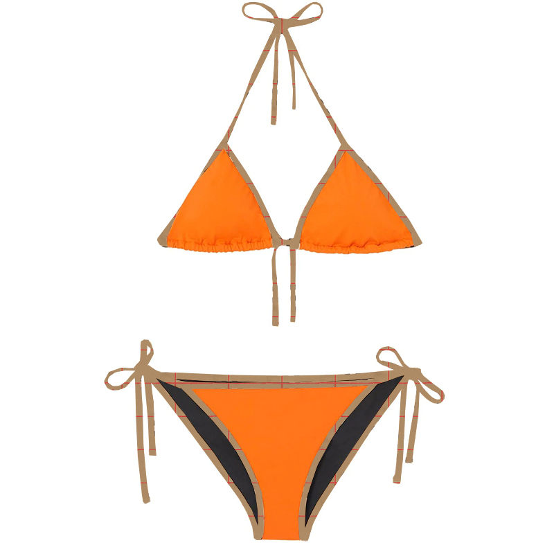 

Orange Bras Thongs Women Sexy Swimwear for Swimming Clothing Summer Halter Pool Party Bikini Set Swimwear