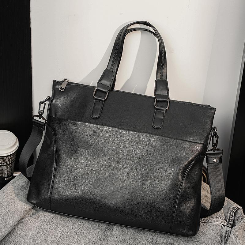 

Briefcases Luxury Designer Business Black Briefcase Trend Men's Bag Leisure Simple PU Leather Diagonal Cross One Shoulder HandbagsBriefc