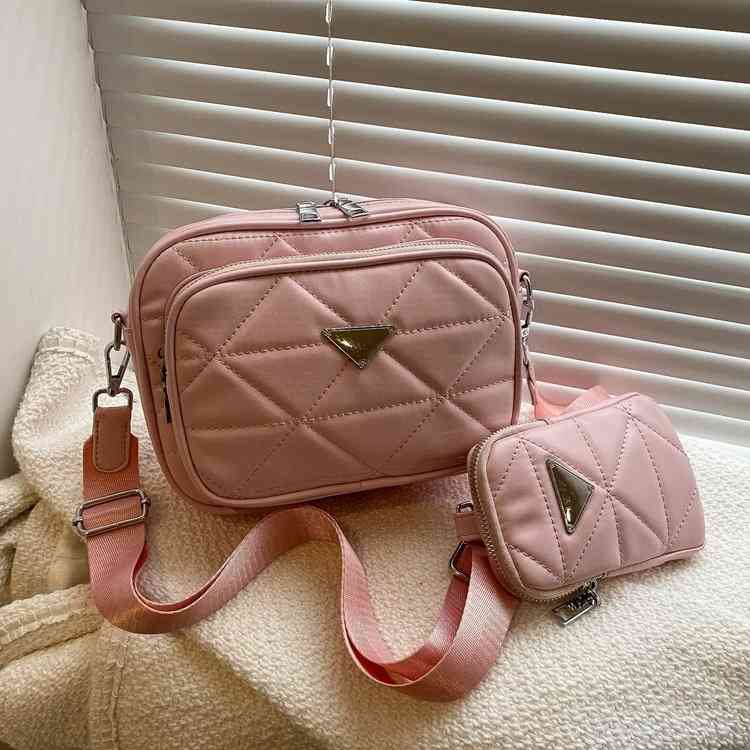 

Handbags new wide strap messenger sling one shoulder leisure backpack flip texture rhombic lattice women's bag Purse, White