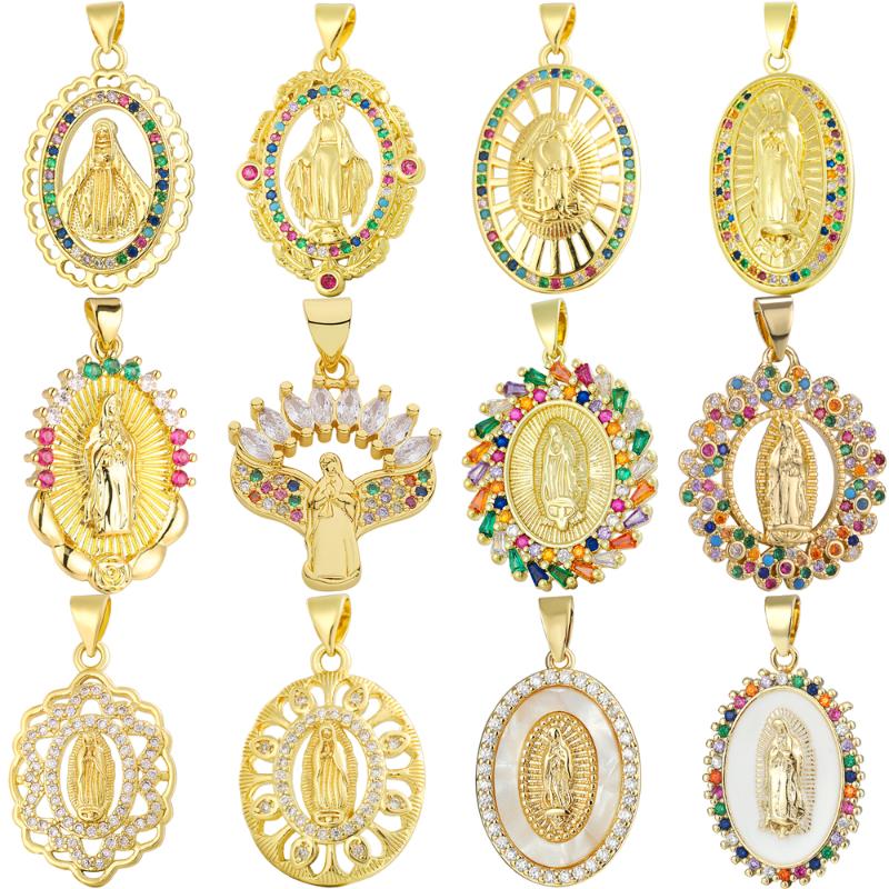 

Charms Juya 18K Real Gold Plated Handmade Religious God Saint Virgin Mary For DIY Christian Rosary Talisman Jewelry Making