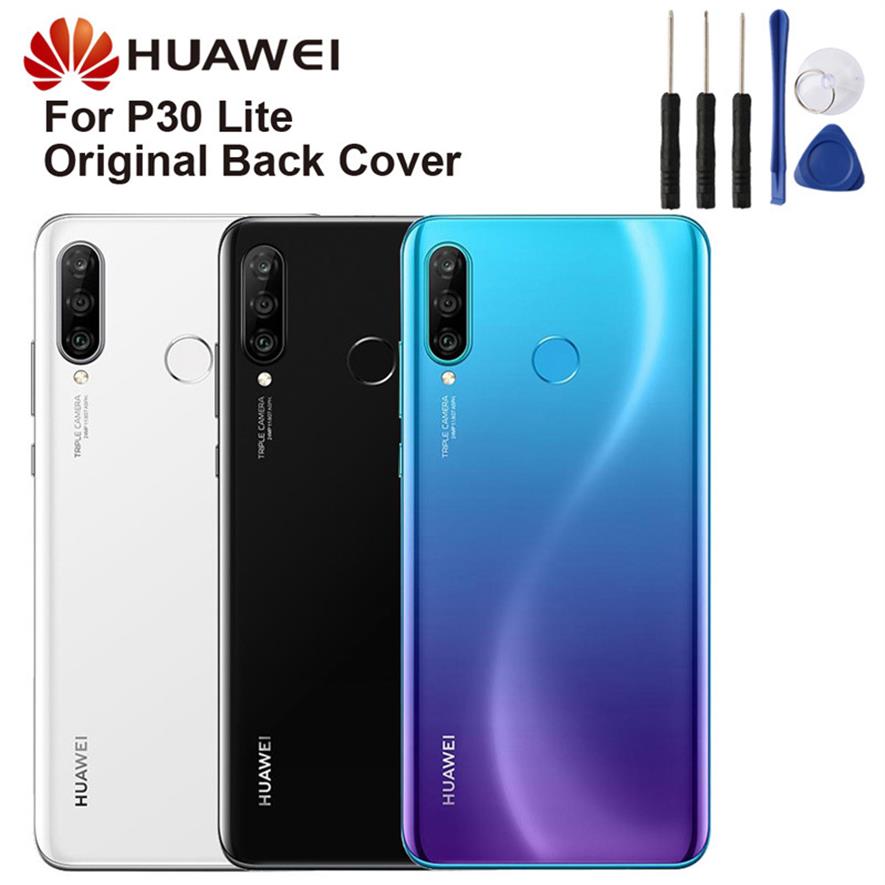 

Original Huawei Battery Glass Back Cover Cases For Huawei P30 Lite P30Lite 261p, Black
