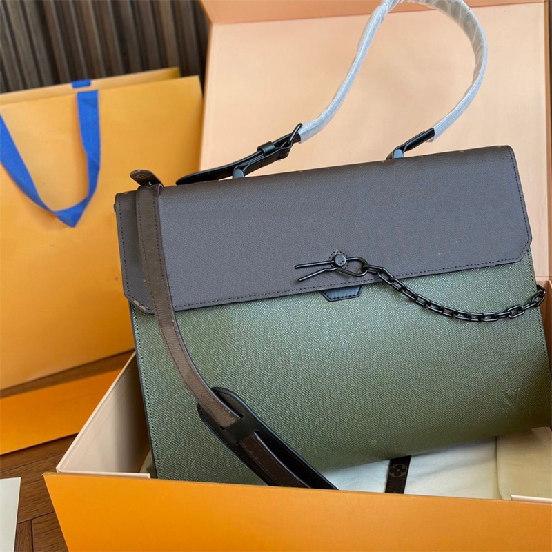 

Fashion Designer Grass Color One Shoulder Briefcase Men Womens Luxury Computer Bag Leather Handbag Cosmetic Bag, Green no box