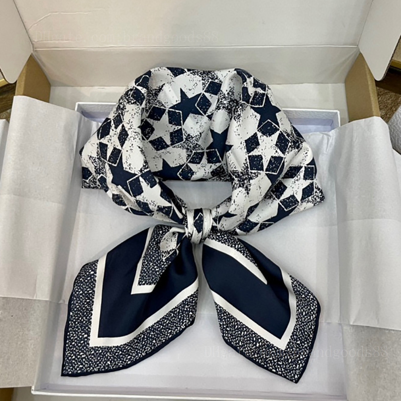 Scarves Designer For Lady Star High quality Silk Scarf Summer New Style Fashion luxuries Women's Print Wholesale Hand crimping Headband 70x7