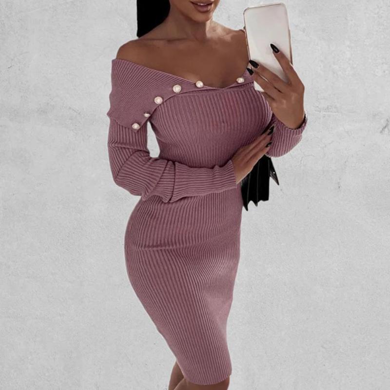 

Casual Dresses Slim Fit Fall Winter Dress Female Ultra Soft Tight Waist, Black;gray