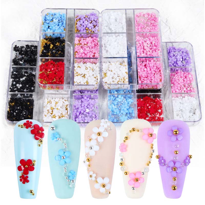 

3D Flowers For Nails Art Decoration Small Bead Kits Glass Diamond Mixed Size Matching Package With Storage Box 3000PCS
