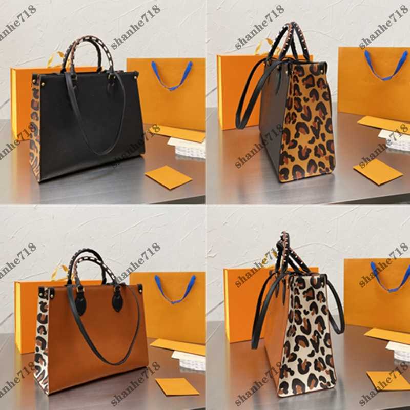 

Top Quality Leopard Emboss Onthego Tote Women Shoulder Crossbody Bags Designer Handbags Luxury Lady Flap Purses Large Capacity Shopping Bag, Add box + dust bag