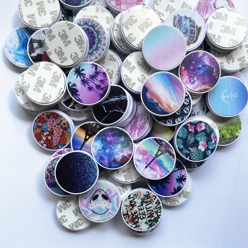 

In stock Universal Cell phone holder stand bracket with more pictuer patterns girp finger ring phone holders, White base;mix pattern