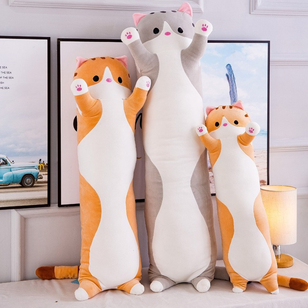 

50cm Cute Soft Long Cat Pillow Plush Toys Stuffed Pause Office Nap Pillow Bed Sleep Pillow Home Decor Gift Doll for Kids Girl sxjun9, Yellow cat