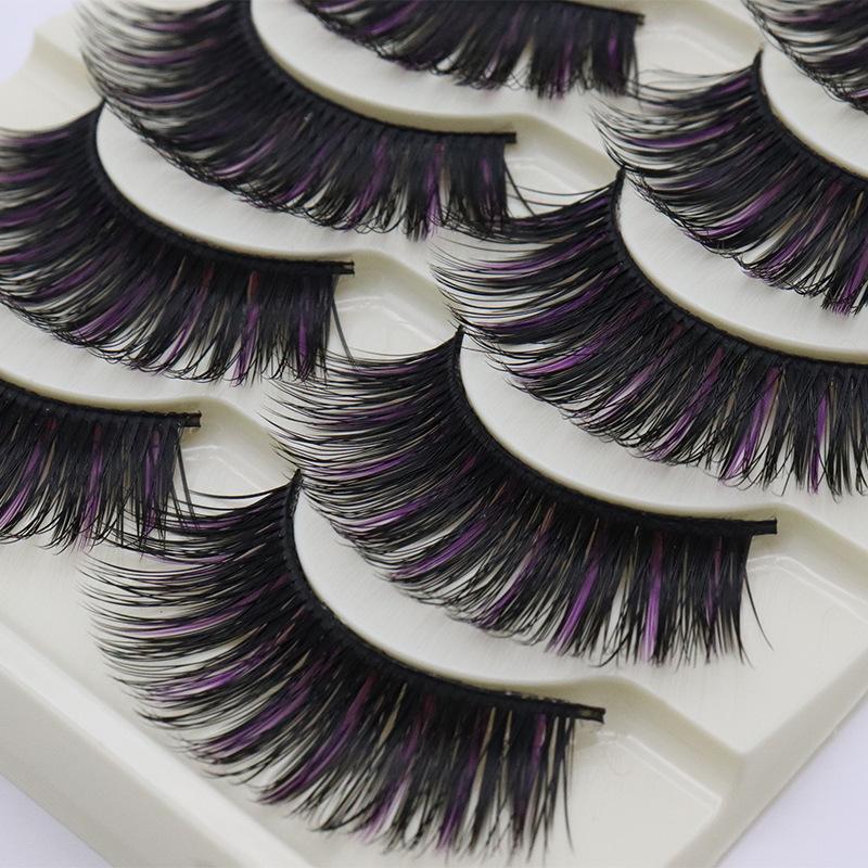 

False Eyelashes Pairs Of Bushy Clip Blue Long Stage Nightclub Exaggerated Colored Fiber Hard Stem EyelashesFalse