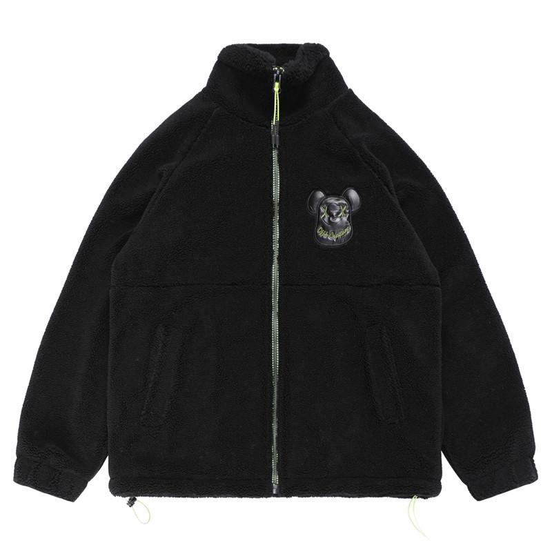 

Men's Jackets Winter Jacket Coat Men Women Zip Up Cartoon Embroidery Teddy Thick Warm Lambswool Oversized Hip Hop Outwear Harajuku Punk Jack, Gray