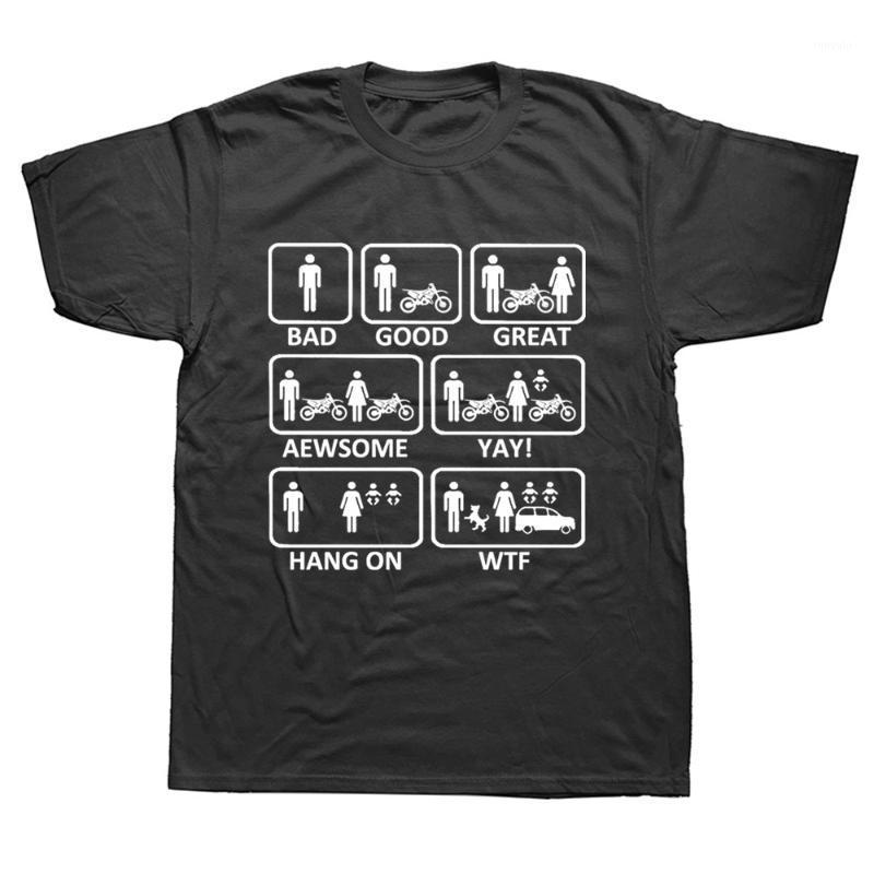 

Funny Dirtbike Motorbike T-shirt Men Baby Bad Good Great Awesome Life T Shirt WTF Family Cotton Tops Tees Streetwear Men's T-Shirts, White