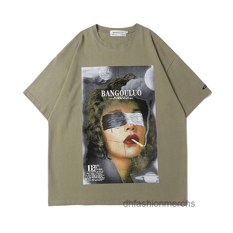 

designer t shirt tshirts mens short sleeve net red oil painting smoking womens couple loose print tshirts mens top summer clothes, White