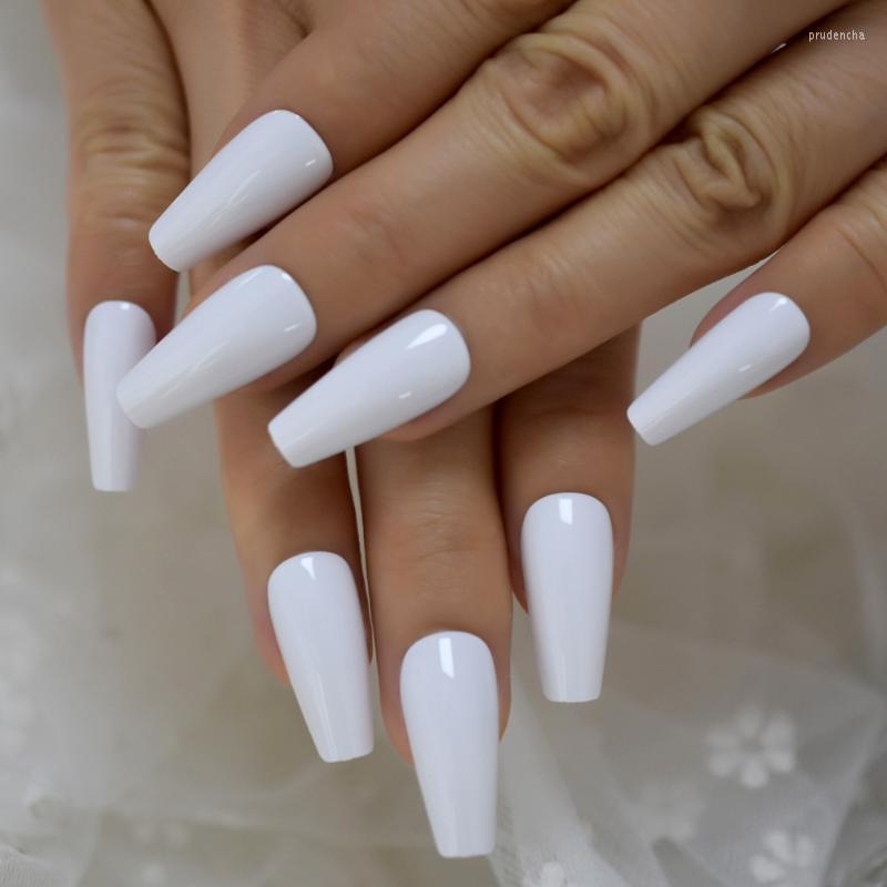

False Nails Finger Long Salon Accessories White DIY Artificial Full Fake Tapered High Quality Practice Acrylic Nail Set Prud22, L5584