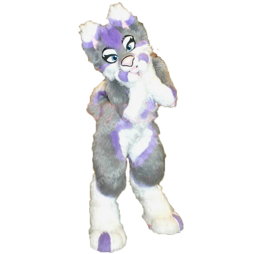 

Halloween Fursuit Long Fur Husky Fox Dog Mascot Costume Cartoon Anime theme character Adults Size Christmas Carnival Birthday Party Outdoor Outfit, As picture