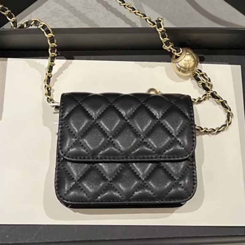 12 * 10 Sacs de créateurs de bobinage mini-rabat pour les dames Black en cuir véritable sacs à main
