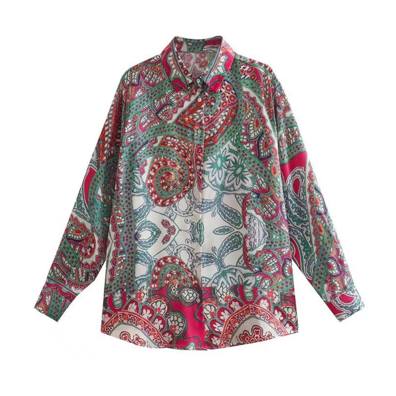 

Women's Blouses & Shirts Women's 2022 Fashion Flower Print Shirt Casual Long Sleeve Lapel Chic Retro Female Elegant Blouse MujerWomen's, Multi