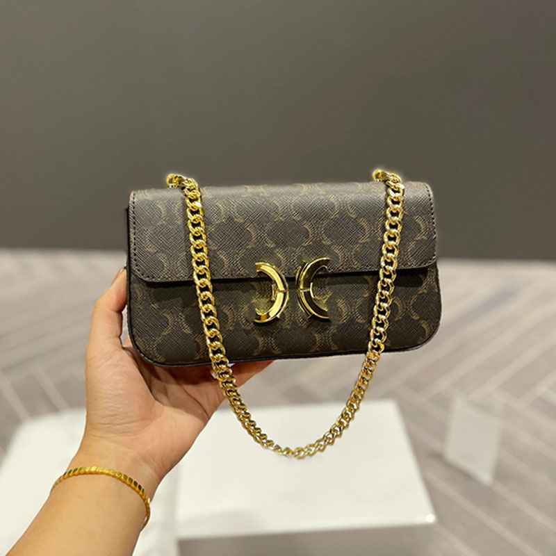 

Underarm Shoulder Bag Clutch Bags Purse Square Women Handbags Vintage Metal Letter Chain Flap Hasp Cell Phone Pocket Genuine Leather Pouch Cross Body Tote Wallet, Brown