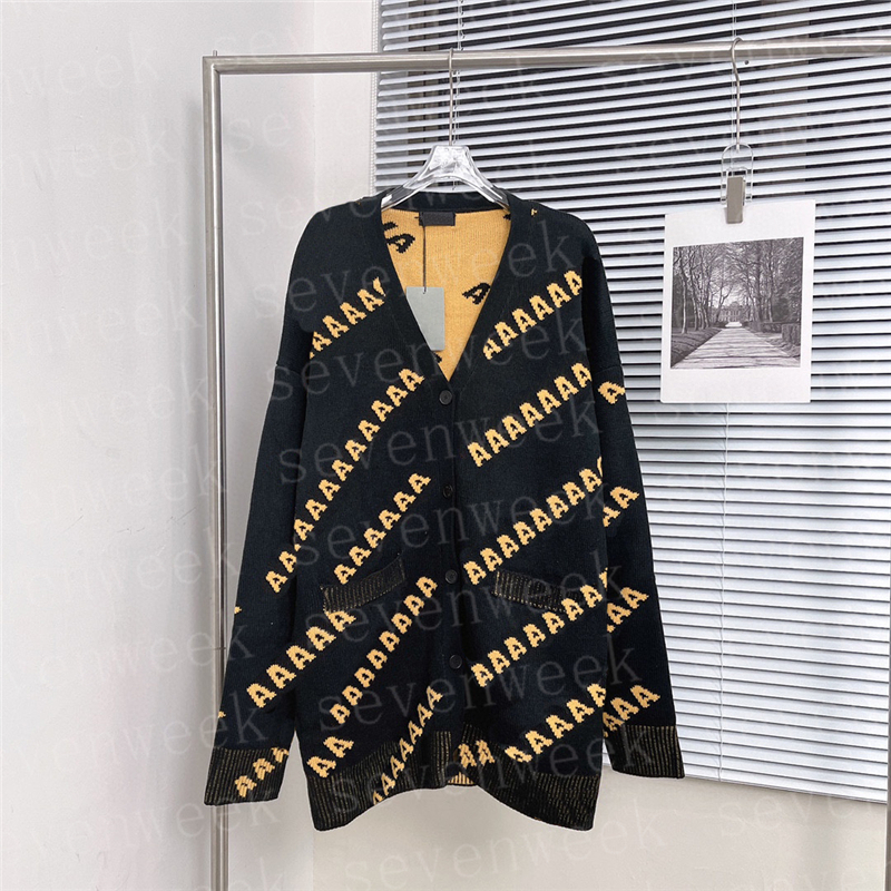 

Full Letters Sweaters Cardigan Coats For Women Men Designers Womens Knitted Sweatshirts Autumn Winter Warm Sweater, Black yellow letter