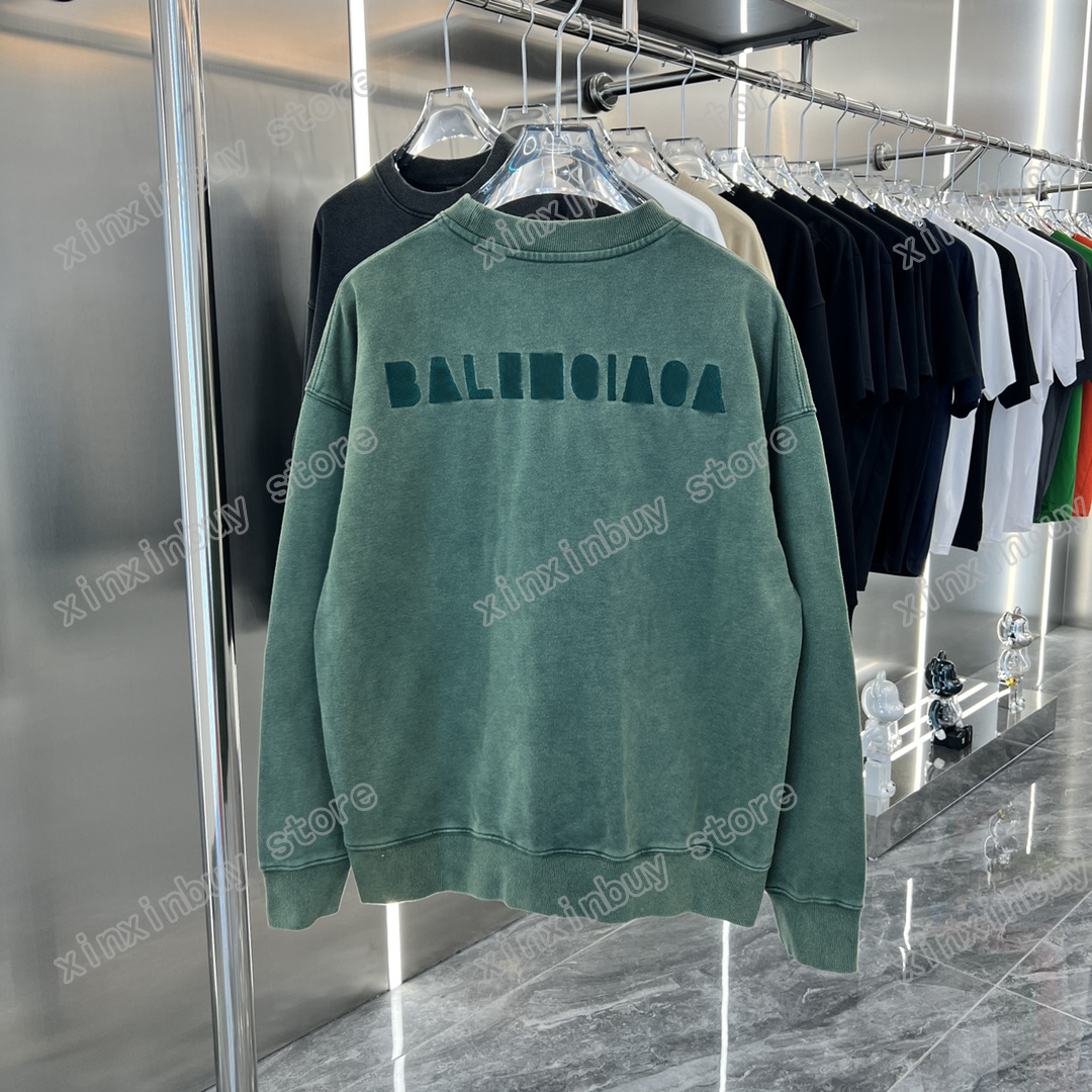 

xinxinbuy Men women designer Sweatshirts DESTROYED Embroidery letter Paris black S-2XL