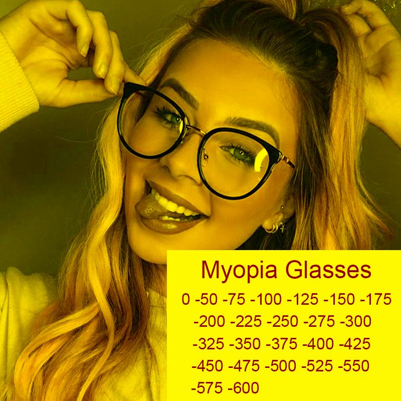 

Sunglasses Eye Glasses Frames For Women Retro Myopia Nearsighted Anti Blue Light Clear Lens Black Round Transparent FemaleSunglasses
