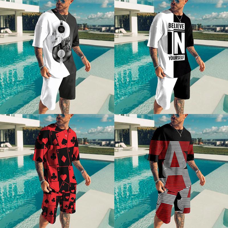 

Men's Tracksuits Summer T Shirt Men Fashion Casual Tracksuit 2 Piece Oversized Set 3D Print Man Retro Clothing Short Sleeve Crew Neck Street, Ts1126