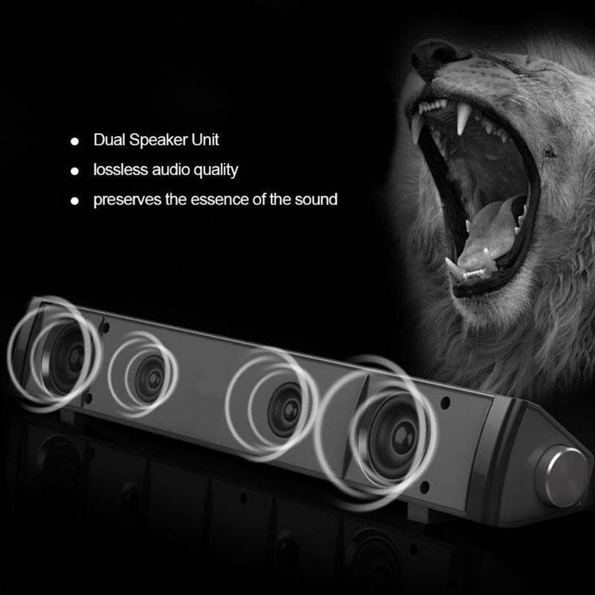 

Soundbar Wired Speaker Bar Computer Sound Stereo USB Powered Mini Long With HiFi Rich Bass For TV PC227q