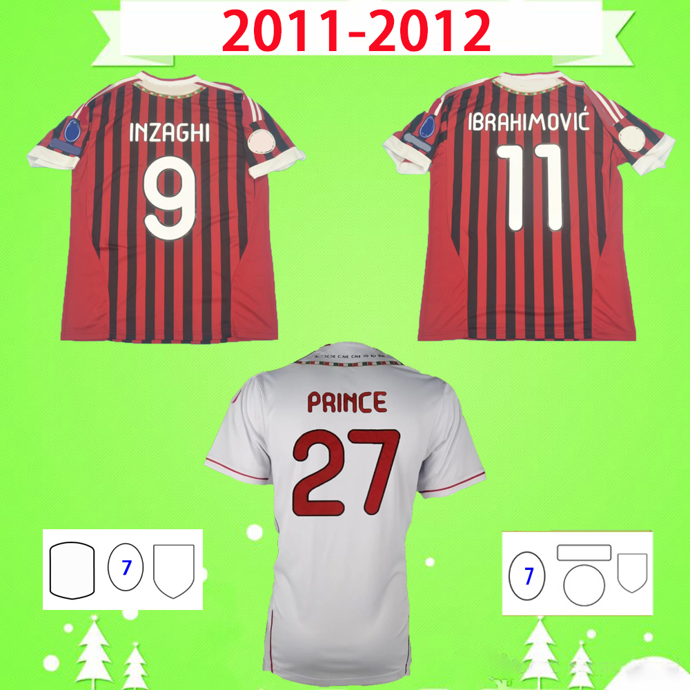 

2011 2012 Retro soccer jersey vintage football shirt home away 11 12 classic ac Maglia da calcio MALDINI INZAGHI MILAN BECKHAM IBRAHIMOVIC GATTUSO PATO SEEDORF S-2XL, 2011/2012 with 3 patches