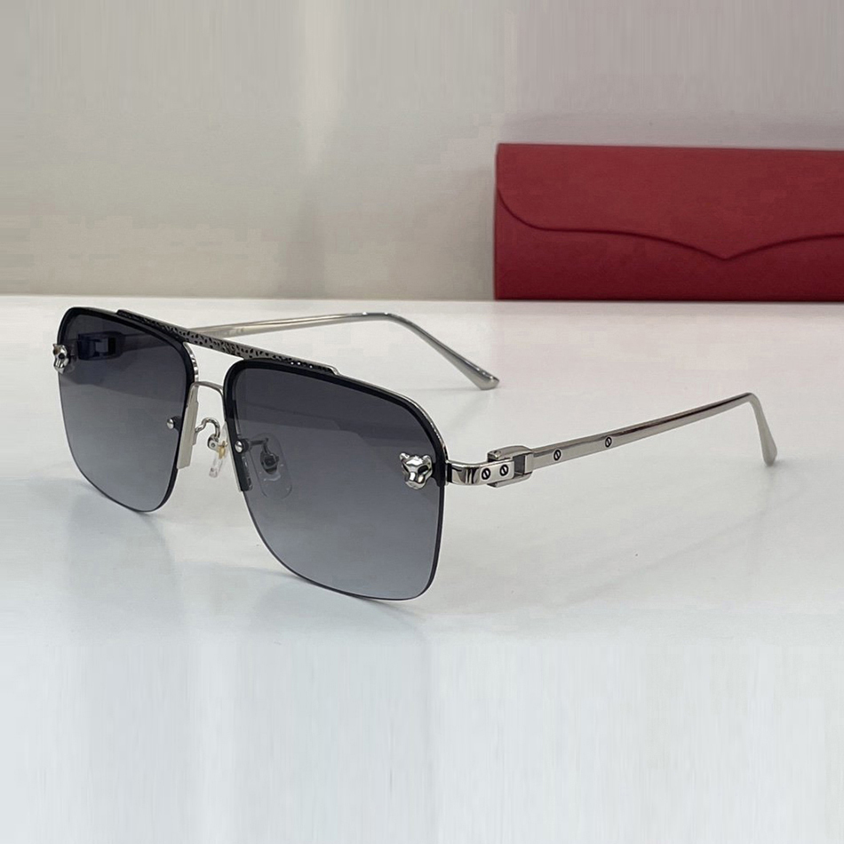 

forever classic men Metal Sunglasses High end Semi Rimless gold silver Panther head symbol designer man eyewear coating lens UV luxury accessories for male Hot