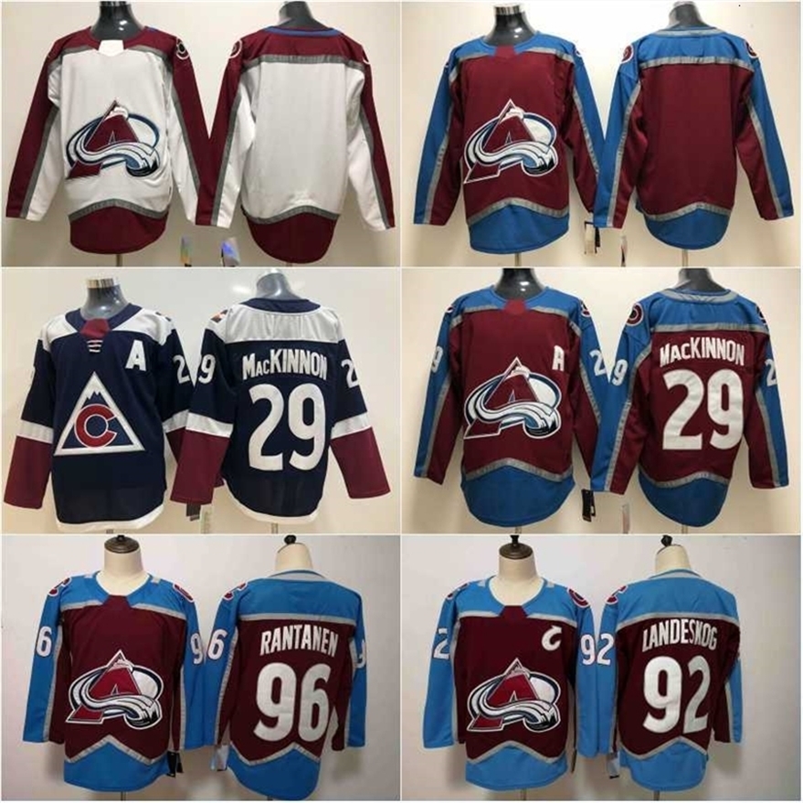 XFL2020 2019 Jersey Mensy 29 Nathan Mackinnon Cheap 92 Gabriel Landeskog 96 Mikko Rantanen Jerseys de hockey de haute qualité S-3XL