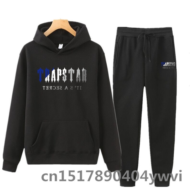 

fashion Tracksuit Men Trapstar Two Pieces Set Loose Hoodies SweatshirtPants Suit Hoody Jogging Sportswear 220816, Black-tl