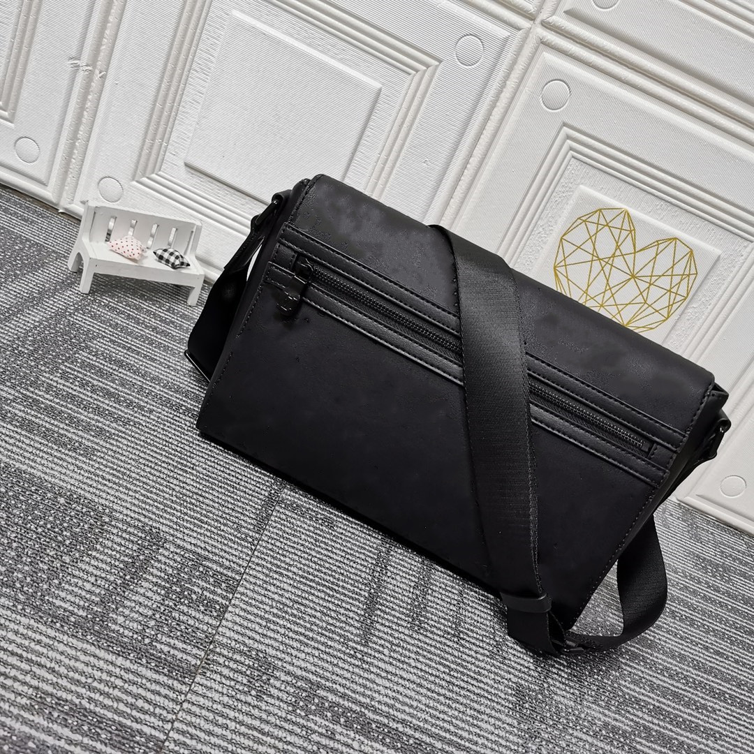 

TZ Designer Luxurious Simple Black Genuine Leather Shoulder Bag Embossed Pattern Crossbody Bag Mono gram Sha dows Upgraded Wide Strap Messenger Bags, Customize