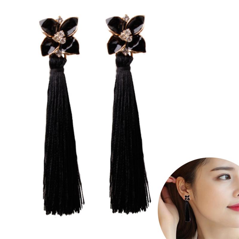 

Dangle & Chandelier Bohemian Style Earrings Long Tassel Rhinestone Flower For Women Girls Gift Fashion Jewelry Accessories ML