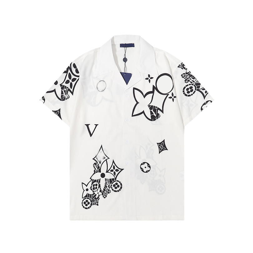 2022 Fashion Hawaii Print Floral Beach Shirts Men's Designer Silk Bowling Shirt Casual Shirts Men Summer Short Sleeve Loose Dress Shirt