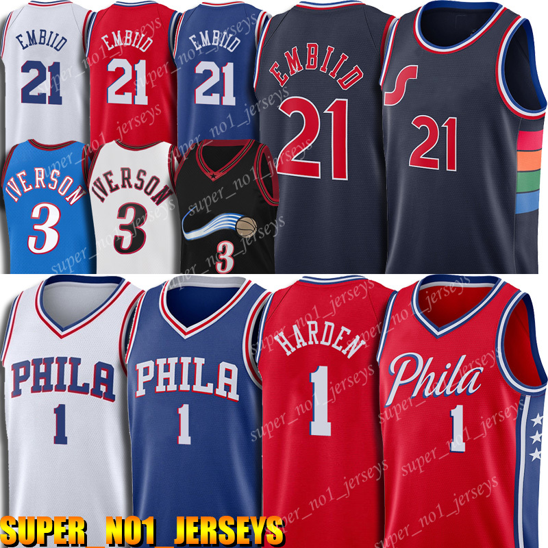 

James 1 Harden Jersey Basketball Joel 21 Embiid Tyrese 0 Maxey Philadelphias 76er Mitchell Ness Allen 3 Iverson Julius 6 Erving +6a2dfg