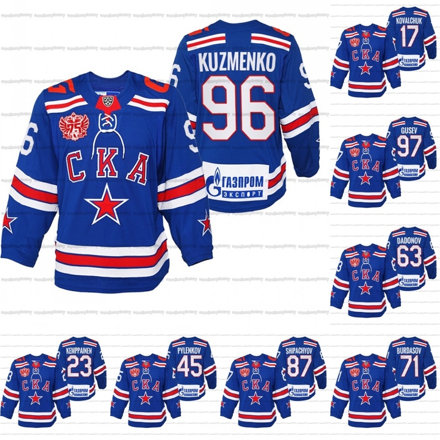 

A3740 2021-22 CKA Hockey League 75th Anniversary Blue Home Jersey Custom Evgenii Dadonov Joonas Kemppainen Nikita Gusev Daniil Pylenkov Lars, Men s-xxxl