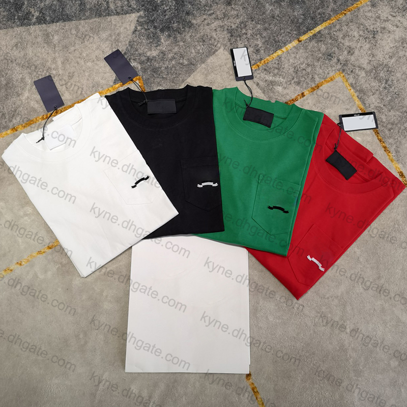 

Good Quality Fashion Round Neck Casual T-shirt with Pocket Letters Logo for Couple Men Women Summer Short Sleeve T Shirt 4Colors Size -XXL, Green