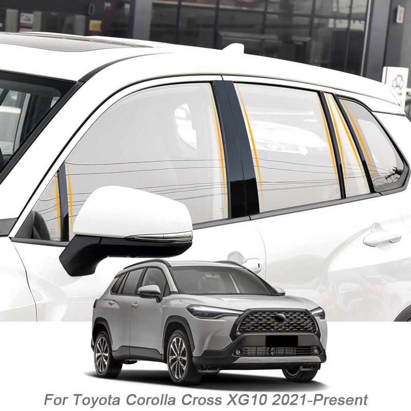 

6PCS Car Window Center Pillar Sticker Trim Anti-Scratch Film For Toyota Corolla Cross XG10 2021-2024 Auto External Accessories, For corolla 06-13