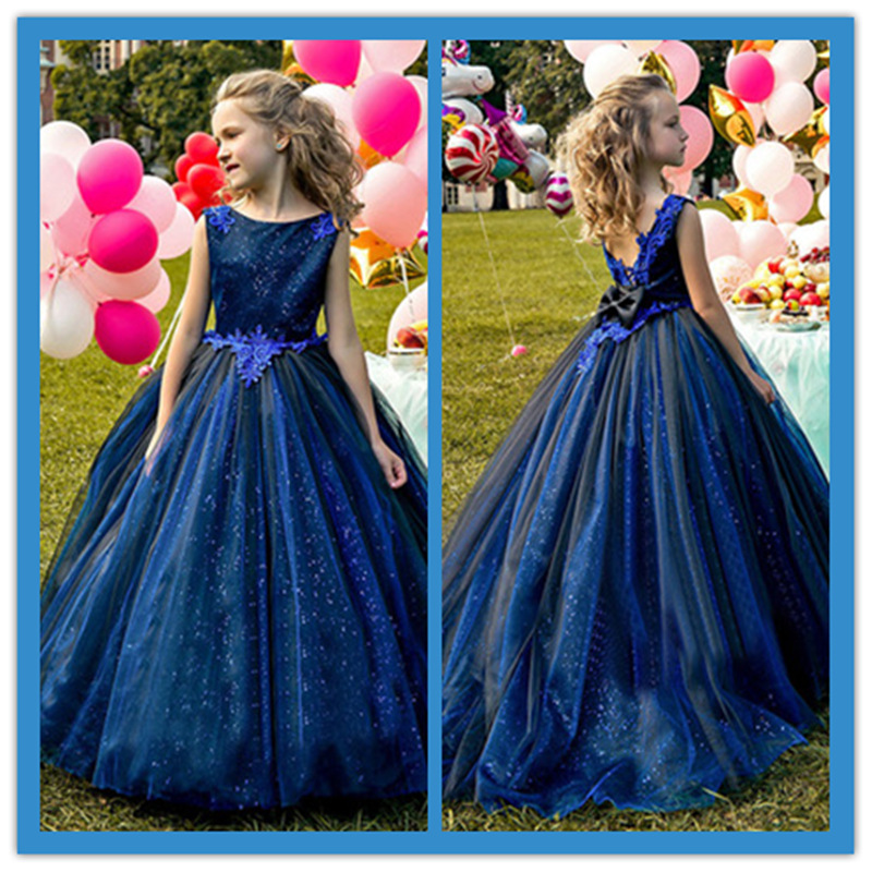 

Flower Girl Dresses Pageant Dress Sweep Train Birthday Gowns Ball Wedding Party Children's evening Princess Communion Dress, Black