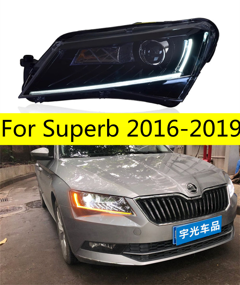 

Car Styling Front Lamp for Superb Headlights 20 16-20 19 LED Turn Signal High Beam Daily Lights Angel Eyes Headlight Replacement