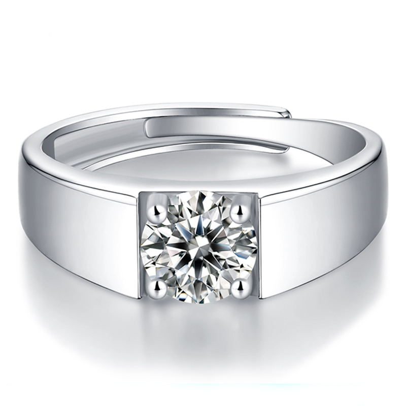 

Solitaire Male 1ct Lab Sona Diamond Ring 925 sterling silver Party Wedding band Rings for men Moissanite accessory
