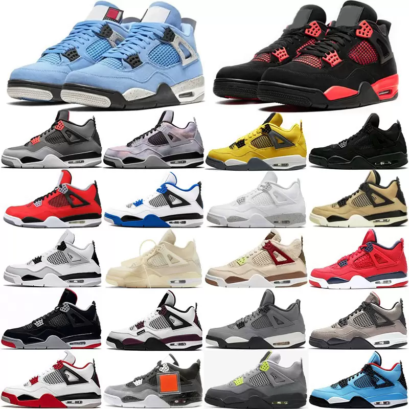 

Basketball Shoes Mens Jumpman 4 4s University Blue Sail Oreo Black Cat Canvas Fire Red Thunder White Bred Infrared Zen Master Taupe Haze Men Sport Sneaker, 29