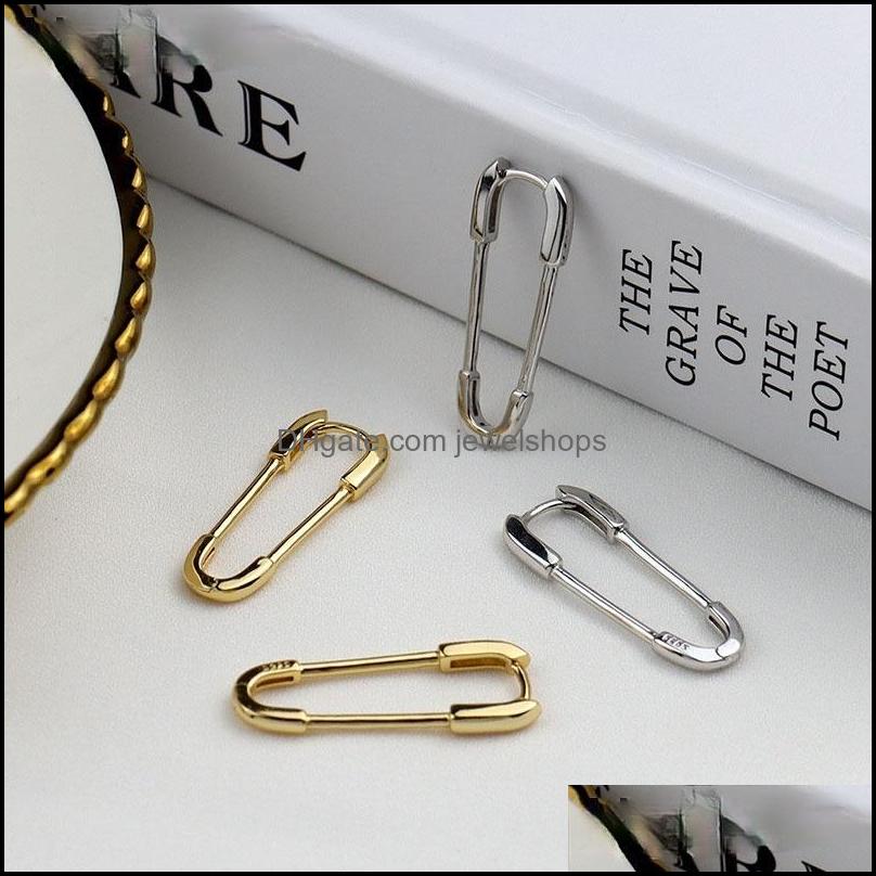 

Hoop Hie Sterling Sier Paper Clip Shaped Earrings For Women Men Fishion Gold Color Creativity Jewelry Jewelshops Dhjrz