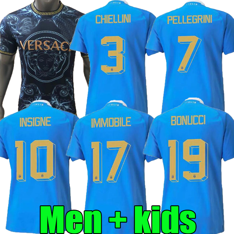 

22 23 BONUCCI soccer Jersey 2022 2023 ItalyS home INSIGNE Italia VERRATTI CHIELLINI CHIESA BARELLA FOOTBALL SHIRTS men kids set uniform men kit, 21/22