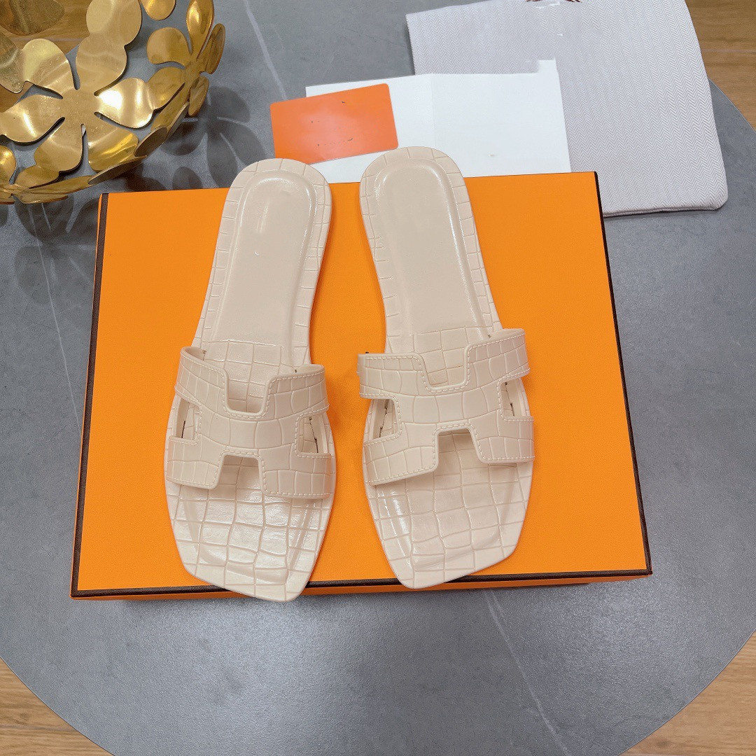 

Sandals Luxury Slippers Women Slides Flat Flip Flops Slide Beach Sandal Slipper Shoes Designer Orange 0609, 06