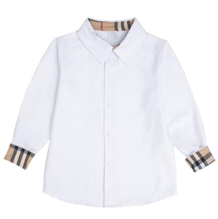 

Big Boys Casual Shirts Cotton Kids Plaid Long Sleeve Shirt Spring Autumn Children Turn-Down Collar Shirt Child Tops 3-12 Years, White