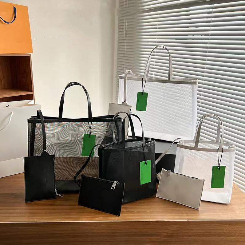 Sacs fourre-tout transparents pour femmes, sacs à main en gaze, sac de Shopping de haute qualité, maille en Nylon pour maman, Fitness, grande cap