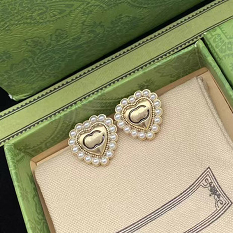 

Women Designers Pearl Letter G Earring Luxury Jewelry Love Shape Ear Stud Womens Fashion Brand Designer Hoops Studs Gold Hoop Earrings
