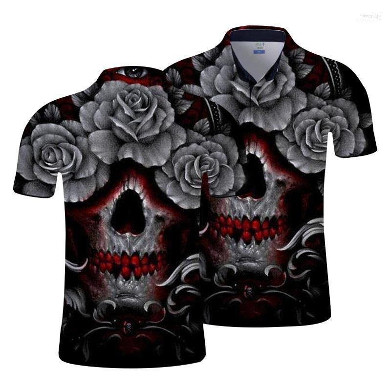 

Men' Polos Unisex Summer 3D Full Skull Printing Shirts Oversize Plus Size Short Sleeve Casual Fashion Camisas De Hombre T-shirtsMen' Rowe2