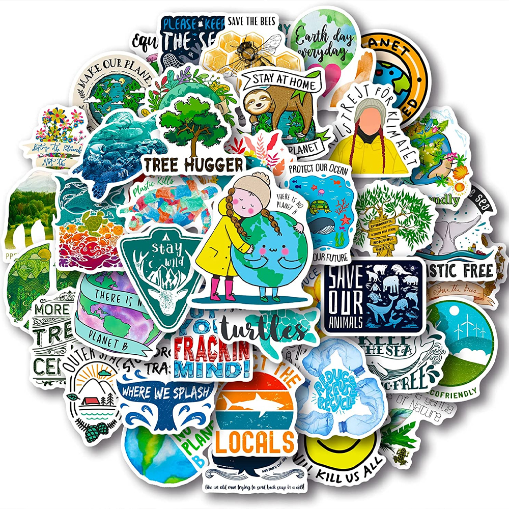 

Pack of 50Pcs Wholesale Nature Stickers No-Duplicate Aesthetic Earth Waterproof Stickers For Luggage Skateboard Notebook Water Bottle Phone Car decals Kids Gifts, Multi-color